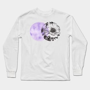 Purple Abstract Peonies Long Sleeve T-Shirt